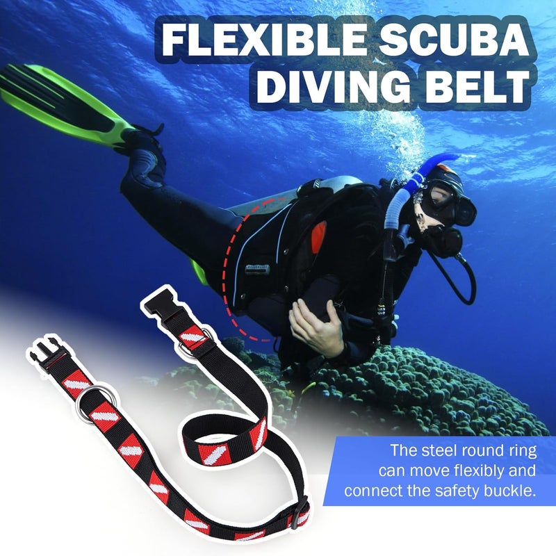 Dawitrly Scuba Diving Belt with Quick Release Buckle, Adjustable Dive Belt with D Ring & Movable Ring, Dive Flag Webbing Diving Gear Hanging Strap for Scuba Diving, Freediving, Snorkeling - Image 2